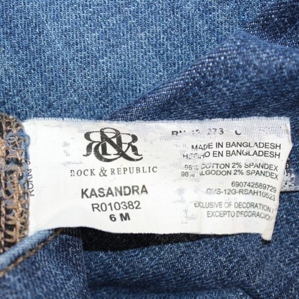 Rock & Republic Kasandra Womens Size 6M Dark Wash Blue Denim Jeans Boot Cut - Picture 7 of 8